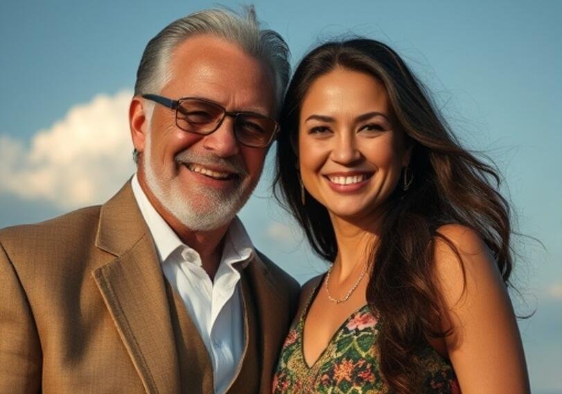 Mature couple smiling together outdoors