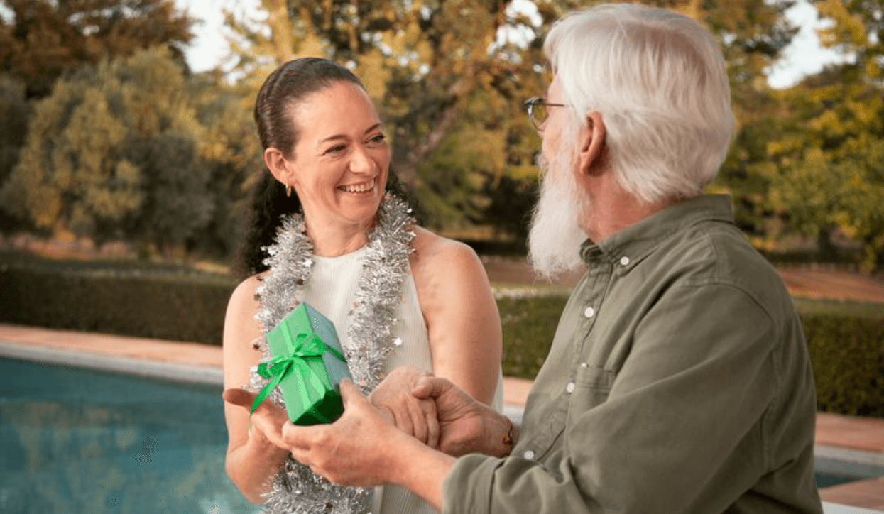 Mature couple sharing a quiet moment outdoors