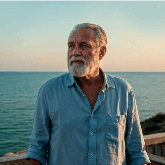 Mature man looking out at the ocean