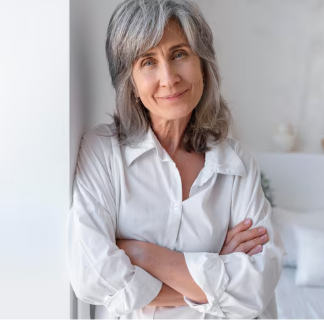 Mature woman relaxing comfortably indoors